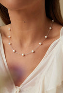 Colar Prata 925 Pérolas Água Doce