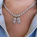 Colar Riviera coração - 40cm - prata 925