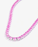 Colar Riviera Leticia Pink 5mm (42 cm - 4 garras) - Prata 925