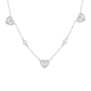 Colar 3 Corações Cravejados e Pérolas