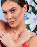 Colar Riviera Leticia Cristal 5mm (42 cm - 4 garras) - Prata 925