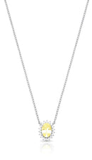 Colar Prata 925 Pingente Oval Yellow Fancy