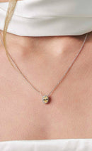 Colar Prata 925 Pingente Oval Yellow Fancy