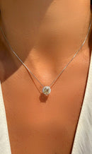 Colar Prata 925 Pingente Redondo Yellow Fancy