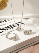 Colar Prata 925 Pingente Redondo Yellow Fancy