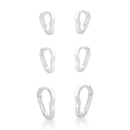 Trio de Brinco Argola Coração Lisa de Prata