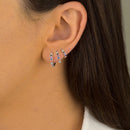 Trio de Argola Cravejada Colorido de Prata