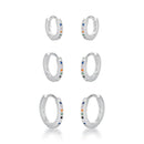 Trio de Brinco Argola Cravejado Colorido