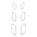 Trio Argola Fio Quadrado de Prata