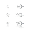 Trio de Brincos Céu de Prata