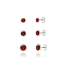 Trio de Brinco Vermelho de Prata