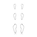 Trio de Argolas Coração Redondo de Prata