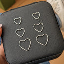 Trio de Argolas Coração Redondo de Prata