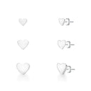 Trio Coração Liso de Prata