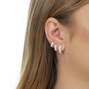 Trio Argola de Prata Cravejada 1 Fileira