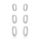 Trio Argola de Prata Cravejada 1 Fileira