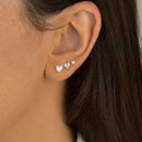 Trio de Brinco Ponto de Luz Coração de Prata