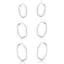 Trio de Brinco Hexagono de Prata