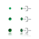 Trio de Brincos Crav. Inglesa Verde de Prata