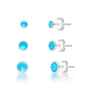 Trio de Brinco Pino Ponto de Luz Aqua