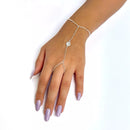 Handchain Coração Cravejado de Prata