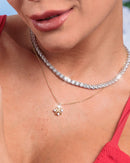 Colar Riviera Leticia Cristal 5mm (42 cm - 4 garras) - Prata 925