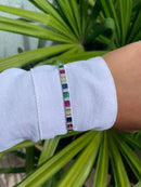 Bracelete com Zircônia Cristal e Colorida em Prata 95 Ródio Branco