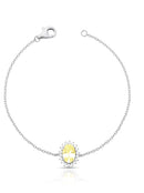 Pulseira Prata 925 Pingente Oval Yellow Fancy