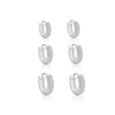 Trio de Argolas de Prata Cravejadas 3 Fileiras