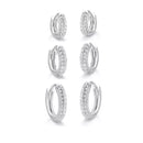 Trio Brincos 2 Fileiras Cravejadas