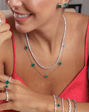 Colar 6 Trevos - Malaquita - Prata 925