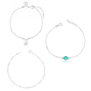 Kit Pulseira de Prata Bolinhas Veneziana, Escapulário e Turmalina Paraíba