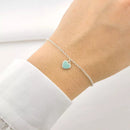 Pulseira Coração Verde Água Pendente de Prata