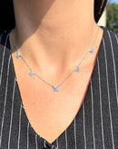 Colar Prata 925 Mini Borboletas Azul