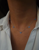 Colar Prata 925 Mini Borboletas Azul