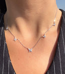 Colar Prata 925 Mini Borboletas Cristal