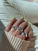 Anel Croissant Regulável em Prata 925