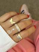 Anel Regulável Croissant em Prata 925