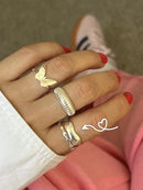 Anel Regulável Ondulado Grosso em Prata 925