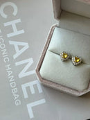 Brinco Coraçãozinho com Zircônia Citrino e Cristal em Prata 925 de Ródio Branco