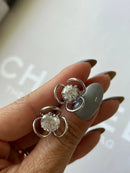 Brinco Ponto de Luz com Detalhes em Prata 925 de Ródio Branco