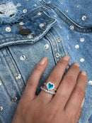 Anel Aparador de Aliança com Zircônia Azul Claro em Prata 925