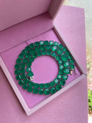 Riviera Fusion Verde Esmeralda Quadrado Arredondado (Fecho Joia) em Prata 925 de Ródio Branco