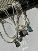 Colar Pérola com Ted com Zircônia Rosa Clara em Prata 925 Banho de Ródio Branco