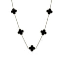 Colar Trevo Pedra Onix Reconstituída