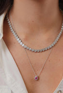 Colar Com Corações Cravejados Com Micro Zircônias