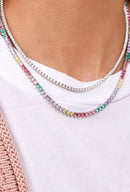 Colar Riviera 3 Garras Redonda - 3mm, Candy Color | 43 cm