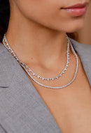 Colar Riviera 4 Garras - 3mm, Zircônia Branca | 45 cm