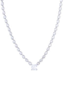 Colar Riviera Com Zircônias Em Formato De Gota Na Carvação Inglesa E Pingente