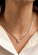 Colar Riviera Com Zircônias Em Formato De Gota Na Carvação Inglesa E Pingente